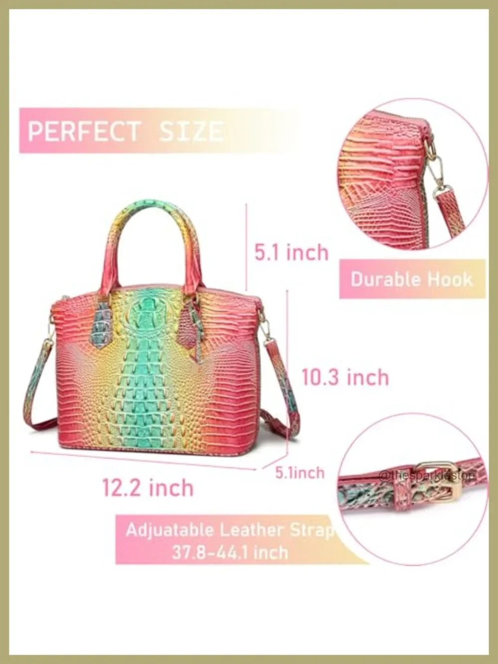 Crocodile Pattern Vegan Leather Satchel Tote Purse